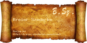 Breier Szederke névjegykártya